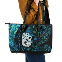 Manaia New Zealand Matariki Leather Tote Bag NZ Paua Shell Maori Art