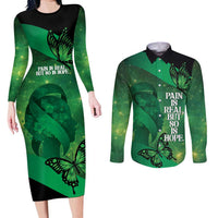 Personalised World Mental Health Awareness Month Couples Matching Long Sleeve Bodycon Dress and Long Sleeve Button Shirt Warriors Brave Strong Galaxy Vibes LT14 Green - Polynesian Pride