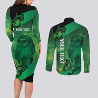 Personalised World Mental Health Awareness Month Couples Matching Long Sleeve Bodycon Dress and Long Sleeve Button Shirt Warriors Brave Strong Galaxy Vibes LT14 - Polynesian Pride
