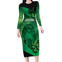 Personalised World Mental Health Awareness Month Family Matching Long Sleeve Bodycon Dress and Hawaiian Shirt Warriors Brave Strong Galaxy Vibes LT14 Mom's Dress Green - Polynesian Pride
