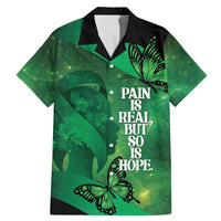 Personalised World Mental Health Awareness Month Family Matching Mermaid Dress and Hawaiian Shirt Warriors Brave Strong Galaxy Vibes LT14 Dad's Shirt - Short Sleeve Green - Polynesian Pride