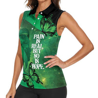 Personalised World Mental Health Awareness Month Women Sleeveless Polo Shirt Warriors Brave Strong Galaxy Vibes LT14 - Polynesian Pride