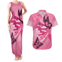 Polynesia Breast Cancer Awareness Month Couples Matching Tank Maxi Dress and Hawaiian Shirt Pink Ribbon Mix Butterflies LT14 Pink - Polynesian Pride