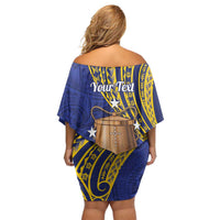 Personalised Tokelau Tokehega Day Family Matching Off Shoulder Short Dress and Hawaiian Shirt Tokelauan Tatau Flag Color LT14 - Polynesian Pride