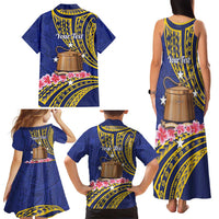 Personalised Tokelau Tokehega Day Family Matching Tank Maxi Dress and Hawaiian Shirt Tokelauan Tatau Flag Color LT14 - Polynesian Pride