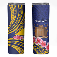Personalised Tokelau Tokehega Day Skinny Tumbler Tokelauan Tatau Flag Color LT14 Blue - Polynesian Pride