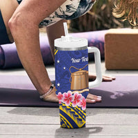 Personalised Tokelau Tokehega Day Tumbler With Handle Tokelauan Tatau Flag Color - Polynesian Pride
