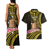 Personalised Tokelau Tokehega Day Couples Matching Tank Maxi Dress and Hawaiian Shirt Tokelauan Tatau Black Color LT14 - Polynesian Pride