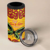 Personalised Tufi Tapa and Tattoo Festival 4 in 1 Can Cooler Tumbler PNG Oro Butterfly Tapa Pattern LT14 - Polynesian Pride