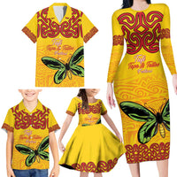 Personalised Tufi Tapa and Tattoo Festival Family Matching Long Sleeve Bodycon Dress and Hawaiian Shirt PNG Oro Butterfly Tapa Pattern LT14 - Polynesian Pride
