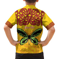 Personalised Tufi Tapa and Tattoo Festival Family Matching Off The Shoulder Long Sleeve Dress and Hawaiian Shirt PNG Oro Butterfly Tapa Pattern LT14 - Polynesian Pride
