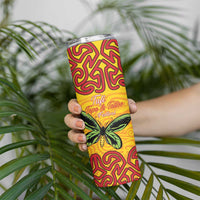 Personalised Tufi Tapa and Tattoo Festival Skinny Tumbler PNG Oro Butterfly Tapa Pattern LT14 - Polynesian Pride