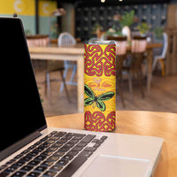 Personalised Tufi Tapa and Tattoo Festival Skinny Tumbler PNG Oro Butterfly Tapa Pattern LT14 - Polynesian Pride