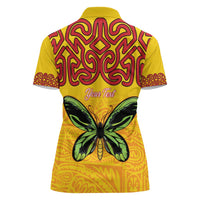 Personalised Tufi Tapa and Tattoo Festival Women Polo Shirt PNG Oro Butterfly Tapa Pattern LT14 - Polynesian Pride
