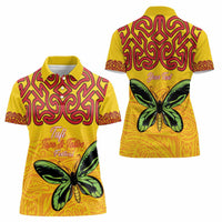 Personalised Tufi Tapa and Tattoo Festival Women Polo Shirt PNG Oro Butterfly Tapa Pattern LT14 - Polynesian Pride