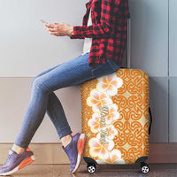Personalised Tufi Tapa and Tattoo Festival Luggage Cover Oro Tapa Cloth With Plumeria LT14 - Polynesian Pride