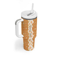 Personalised Tufi Tapa and Tattoo Festival Tumbler With Handle Oro Tapa Cloth With Plumeria - Polynesian Pride