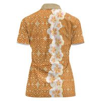 Personalised Tufi Tapa and Tattoo Festival Women Polo Shirt Oro Tapa Cloth With Plumeria LT14 - Polynesian Pride
