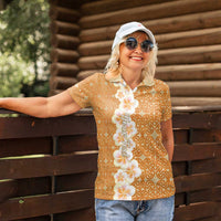 Personalised Tufi Tapa and Tattoo Festival Women Polo Shirt Oro Tapa Cloth With Plumeria LT14 - Polynesian Pride