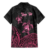 Personalised Polynesia Breast Cancer Awareness Family Matching Mermaid Dress and Hawaiian Shirt No One Fights Alone Turtle Ribbon - Black Version LT14 - Polynesian Pride