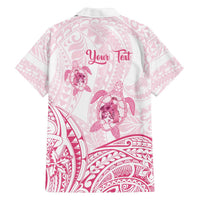 Personalised Polynesia Breast Cancer Awareness Family Matching Off The Shoulder Long Sleeve Dress and Hawaiian Shirt No One Fights Alone Turtle Ribbon - White Version LT14 - Polynesian Pride