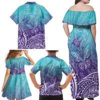 Polynesia Suicide Prevention Month Family Matching Off Shoulder Maxi Dress and Hawaiian Shirt Butterfly Purple And Teal Ribbon Tomorrow Needs You LT14 - Polynesian Pride