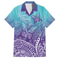Polynesia Suicide Prevention Month Family Matching Puletasi and Hawaiian Shirt Butterfly Purple And Teal Ribbon Tomorrow Needs You LT14 Dad's Shirt - Short Sleeve Teal - Polynesian Pride