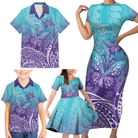 Polynesia Suicide Prevention Month Family Matching Short Sleeve Bodycon Dress and Hawaiian Shirt Butterfly Purple And Teal Ribbon Tomorrow Needs You LT14 - Polynesian Pride