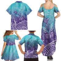 Polynesia Suicide Prevention Month Family Matching Summer Maxi Dress and Hawaiian Shirt Butterfly Purple And Teal Ribbon Tomorrow Needs You LT14 - Polynesian Pride