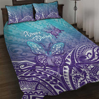 Polynesia Suicide Prevention Month Quilt Bed Set Butterfly Purple And Teal Ribbon Tomorrow Needs You LT14 Teal - Polynesian Pride