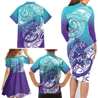 Personalised New Zealand Suicide Prevention Month Family Matching Long Sleeve Bodycon Dress and Hawaiian Shirt You Matter NZ Fern With Maori Koru Lizard LT14 - Polynesian Pride