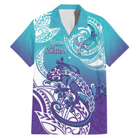 Personalised New Zealand Suicide Prevention Month Family Matching Mermaid Dress and Hawaiian Shirt You Matter NZ Fern With Maori Koru Lizard LT14 Dad's Shirt - Short Sleeve Teal - Polynesian Pride