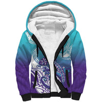Personalised New Zealand Suicide Prevention Month Sherpa Hoodie You Matter NZ Fern With Maori Koru Lizard LT14 Unisex Teal - Polynesian Pride