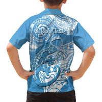 Personalised New Zealand Autism Awareness Family Matching Off Shoulder Maxi Dress and Hawaiian Shirt NZ Fern With Maori Koru Lizard LT14 - Polynesian Pride