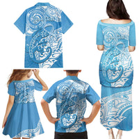 Personalised New Zealand Autism Awareness Family Matching Puletasi and Hawaiian Shirt NZ Fern With Maori Koru Lizard LT14 - Polynesian Pride