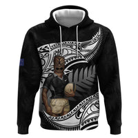 Custom New Zealand Silver Fern Rugby Hoodie 2024 Aotearoa Maori Mascot Go All Black LT14 Pullover Hoodie Black - Polynesian Pride