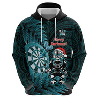 Personalised New Zealand Darts Christmas Hoodie Maori Fern Merry Dartsmas LT14 - Polynesian Pride
