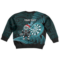 Personalised New Zealand Darts Christmas Kid Ugly Christmas Sweater Maori Fern Merry Dartsmas LT14 - Polynesian Pride