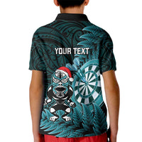 Personalised New Zealand Darts Christmas Kid Polo Shirt Maori Fern Merry Dartsmas LT14 - Polynesian Pride
