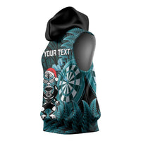 Personalised New Zealand Darts Christmas Sleeveless Hoodie Maori Fern Merry Dartsmas LT14 - Polynesian Pride