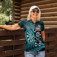 Personalised New Zealand Darts Christmas Women Polo Shirt Maori Fern Merry Dartsmas LT14 - Polynesian Pride