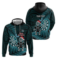 Personalised New Zealand Darts Christmas Zip Hoodie Maori Fern Merry Dartsmas LT14 - Polynesian Pride