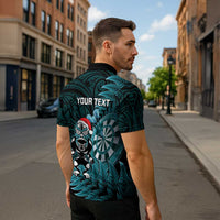 Personalised New Zealand Darts Christmas Zipper Polo Shirt Maori Fern Merry Dartsmas LT14 - Polynesian Pride