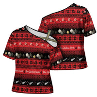 New Zealand Darts Christmas Cross Shoulder Shirt Merry Xmas Aotearoa Maori Red - Polynesian Pride
