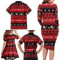 New Zealand Darts Christmas Family Matching Long Sleeve Bodycon Dress and Hawaiian Shirt Merry Xmas Aotearoa Maori Red LT14 - Polynesian Pride