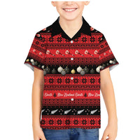 New Zealand Darts Christmas Family Matching Mermaid Dress and Hawaiian Shirt Merry Xmas Aotearoa Maori Red LT14 Son's Shirt Red - Polynesian Pride