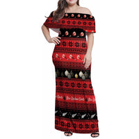 New Zealand Darts Christmas Family Matching Off Shoulder Maxi Dress and Hawaiian Shirt Merry Xmas Aotearoa Maori Red LT14 Mom's Dress Red - Polynesian Pride