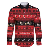 New Zealand Darts Christmas Family Matching Puletasi and Hawaiian Shirt Merry Xmas Aotearoa Maori Red LT14 Dad's Shirt - Long Sleeve Red - Polynesian Pride