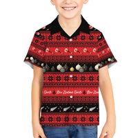 New Zealand Darts Christmas Family Matching Short Sleeve Bodycon Dress and Hawaiian Shirt Merry Xmas Aotearoa Maori Red LT14 Son's Shirt Red - Polynesian Pride