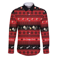 New Zealand Darts Christmas Family Matching Summer Maxi Dress and Hawaiian Shirt Merry Xmas Aotearoa Maori Red LT14 Dad's Shirt - Long Sleeve Red - Polynesian Pride